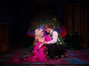 Kimberly Jetté as Audrey and Jeff Rivet as Seymour in Little Shop of Horrors.