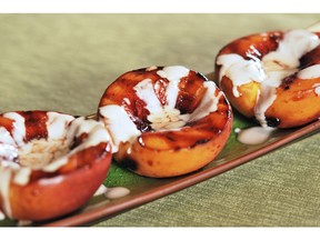 Grilled Nectarines with Honey Cream for ATCO Blue Flame Kitchen.