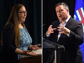NDP minister for democratic renewal, Christina Gray and Alberta PC leader Jason Kenney