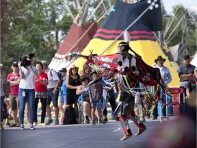 The fancy dance is performed at the Indian Village Opening Ceremonies, which marks the village as officially open for the 10 days of the Calgary Stampede.