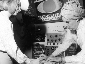 Electronic handwriting analysis was an up and coming 'science' at the 1967 Stampede.
Photo: Herald file photo dated July 11, 1967
*CALGARY HERALD MERLIN ARCHIVE*