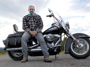 Peter Worden and his rented Harley Davidson Heritage Softail hit the road lookin' for adventure in the foothills.