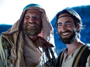 Peter, played by Gene Zacharias, and Jesus , played by Giovanni Mocibob, in the Badlands Passion Play.