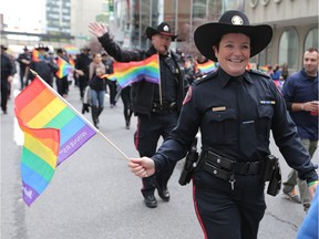 Members of the Calgary Police take part in the Pride Parade in 2015.