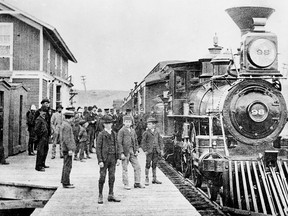 A CPR passenger train at Calgary Station in 1889.