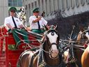 The Budweiser wagon is pictured as thousands came out to watch the 105th Calgary Stampede Parade in downtown Calgary to kickoff The Greatest Outdoor Show on Earth on Friday July 7, 2017. 