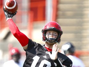Calgary Stampeders QB, Bo Levi Mitchell during practice at McMahon stadium in preparation for Saturdays game against the Saskatchewan Roughriders in Calgary, Alta., on Tuesday, July 18, 2017.