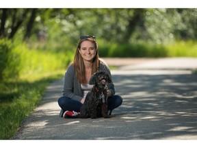 Sydney Donnelly and her pup Pepper at Fish Creek Provincial Park. She bought a condo at nearby Fish Creek Exchange.