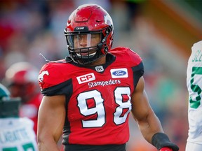 James Vaughters of the Calgary Stampeders during CFL football on Saturday, July 22, 2017. Al Charest/Postmedia