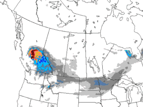 A forecast map from Canada's Wildfire Smoke Prediction System