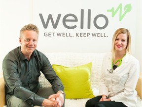 Former Calgary Stampeder receiver Vince Danielsen, with nurse Julie Bakko. Danielsen has launched a number of health-focused businesses following his CFL career. His latest venture is Wello, the city's first in-home and video medical delivery service.