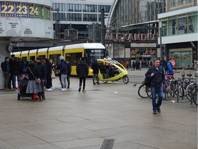 Berlin's Alexanderplatz brings the light rail transit to its centre, placing travellers in the midst of shopping, restaurants and residences.