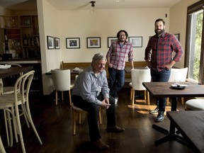 Keith Luce, left Chris McKinnon and Tony Migliarese at Tavernetta in Calgary.