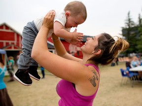 Hazel Kikot, 21, and her 11-month-old son Haiden, at the Sunalta Community Centre in Calgary on Sunday, Aug. 20, 2017, will be benefiting from a new Status of Women grant helping fund workshops to help mothers with cognitive challenges foster healthy relationships.