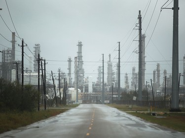 CORPUS CHRISTI, TX - AUGUST 25:  An oil refinery is seen before the arrival of Hurricane Harvey on August 25, 2017 in Corpus Christi, Texas. As Hurricane Harvey comes ashore many of the countries oil refineries are in its path and have had to shut down.  (Photo by Joe Raedle/Getty Images) *** BESTPIX ***