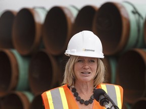 Alberta Premier Rachel Notley tours Enbridge's Line 3 pipeline replacement project in Hardisty, Alta., on Aug.10, 2017.