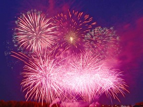 Fireworks light up the sky during the opening night of GlobalFest 2017 at Elliston Park in southeast Calgary Tuesday, August 15, 2017. Jim Wells/Postmedia