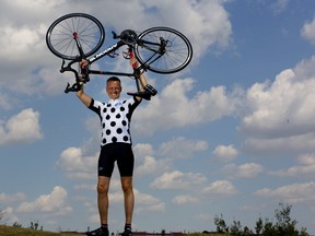 Mike Peters ,49, pictured in Calgary on Friday August 11, 2017, is living with over 20 cancerous tumours in his lungs and is gearing up for his first Ride to Conquer Cancer. Leah Hennel/Postmedia  Ride to Conquer Cancer