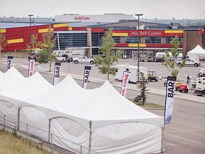 Tents have been set up on the grounds of the Max Bell Centre in preparation for the One Love music festival on August 4 and the Chasing Summer festival on August 5 and 6. The grounds were photographed on Tuesday, August 1, 2017.