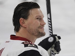 Arizona Coyotes forward Shane Doan (19) looks on prior to the first period of an NHL hockey game against the Buffalo Sabres, Thursday, March. 2, 2017, in Buffalo, N.Y. Doan has announced his retirement in a letter to fans in Phoenix.