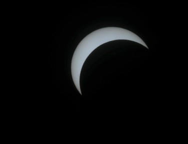 The eclipse seen from the University of Calgary as hundreds came out to get a glimpse as the Rothney Astrophysical Observatory held a open house on Sunday Aug. 20, 2017.