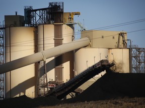 A conveyor belt transports coal at the Westmoreland Coal Company's Sheerness Mine near Hanna.