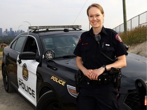 Former Olympic speed skater Cindy Klassen has traded in the skates and has been a Calgary police officer for the past year on Thursday August 3, 2017. Darren Makowichuk/Postmedia

Postmedia Calgary
Darren Makowichuk, DARREN MAKOWICHUK/Postmedia