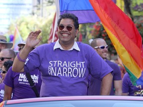 Mayor Naheed Nenshi at the 2011 Calgary Pride parade.
