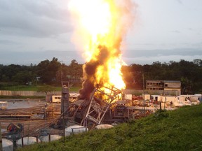 Gas blowout in Bangladesh in 2005.