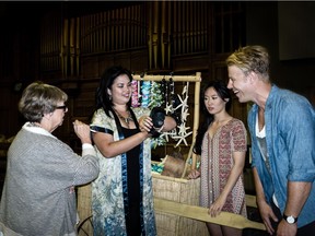 From left, director Glynis Leyshon, mezzo-soprano Erica Iris,who plays Bloody Mary, actor Chantelle Han, who plays Liat and tenor Adam Fisher, who plays Lieutenant Cable in Calgary Opera's production of South Pacific.