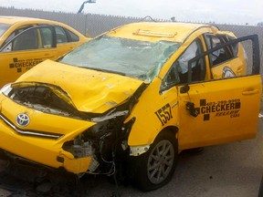 Taxi driver lost control of the vehicle, causing it to roll.