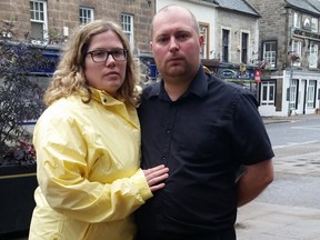 Hannah Cattanach with husband Gary, the Alberta teacher is stuck in UK due to a passport issue. Supplied photo