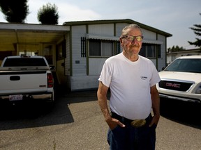 Rudy Prediger, 82, outside his home of 45 years at Midfield Mobile Home Park in Calgary on Wednesday August 16, 2017. The city has announced it will close the mobile park on Sept. 30, 2017.