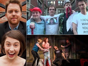 Clockwise from left: Jamie Northan and Lindsay Mullan from Truth or Dare, the sketch comedy troupe “Aspergers are Us”, and Anyssa McKee Ali Froggatt, Quinn Contini and Ellis Lalonde – Loose Moosers who will be at the Canmore festival