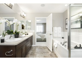 The walk-through ensuite in the Vivid show home by Jayman Built in King's Heights.