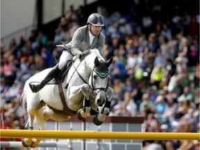 Phillip Weishaupt of Germany on LB Convall wins the CP International at Spruce meadows in Calgary, on Sunday September 10, 2017. Leah Hennel/Postmedia

POSTMEDIA CALGARY  SPRUCE MEADOWS
Leah Hennel, Leah Hennel/Postmedia