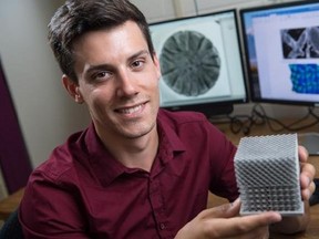 Edward Cyr, inaugural recipient of a McCain Foundation Postdoctoral Fellowship in Innovation at the University of New Brunswick, is working on futuristic applications in 3D printing. The university announced the fellowships, funded by a $1.25 million gift from the foundation, on Tuesday, Sept. 5, 2017. THE CANADIAN PRESS/HO-University of New Brunswick- Rob Blanchard MANDATORY CREDIT