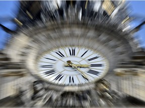 FRANCE-POLITICS-ENERGY-TIME

A picture taken on March 24, 2017 in Nantes, western France shows a clock.  Daylight Saving will begin at 2 a.m on March 26, 2017.   / AFP PHOTO / LOIC VENANCELOIC VENANCE/AFP/Getty Images
LOIC VENANCE, AFP/Getty Images