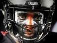 Calgary Stampeders Josh Bell during CFL football in Calgary, Alta., on Friday, October 21, 2016.