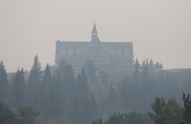 The historic Prince of Wales Hotel in Waterton is shrouded in smoke on Wednesday September 6, 2017. The town is currently under a voluntary evacuation order that could be changed to a mandatory order with 1 hours notice. A large wildfire is on the edge of Waterton National Park and threatens the town.