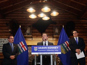 Jason Kenney answers questions after UCP MLA's Ric McIver and Jason Nixon endorsed Jason Kenney in the leadership race for the new party during an announcement in Calgary on Wednesday September 13, 2017.