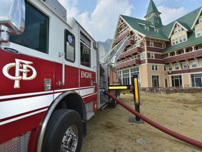 Calgary and Taber firefighters had the job of protecting the historic Prince of Wales Hotel in Waterton Lakes National Park from flames.
