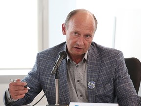 Mayoral candidate Andre Chabot speaks at a mayoral forum at Mount Royal University on Tuesday, Sept. 19, 2017.