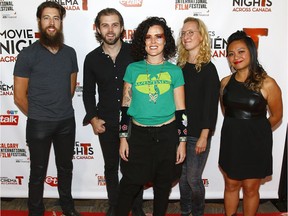 Musician Iskwe and her band walk the red carpet at the Calgary International Film Festival on Wednesday.