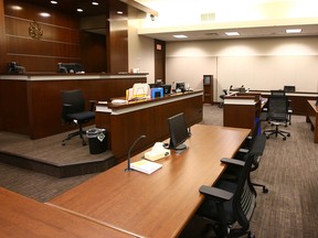 Court room at the Calgary Courts Centre. Since October of 2016 there have been 137 Jordan applications.