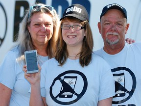 Melody Battle, with her parents Carmen and Stephen, founded BADD — Battle Against Distracted Driving.