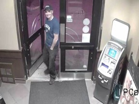 One of two suspects caught on cam at the scene of an attempted ATM theft in Calgary.