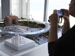 A model of the Hyperloop One project in Dubai. Coun. Gian-Carlo Carra hopes Calgary can become a research centre for the developing transportation technology.