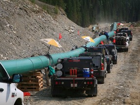 Kinder Morgan's Trans Mountain anchor loop construction near the B.C.-Alberta border is shown in 2013.