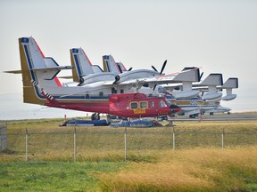 Aircraft at Pincher Creek used to help fight the Kenow wildfire on Tuesday, Sept. 12.